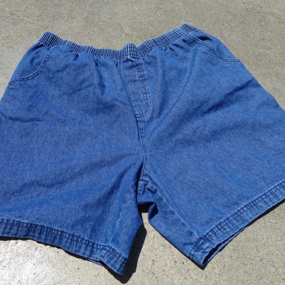 High Waist Boxer Style Denim Shorts